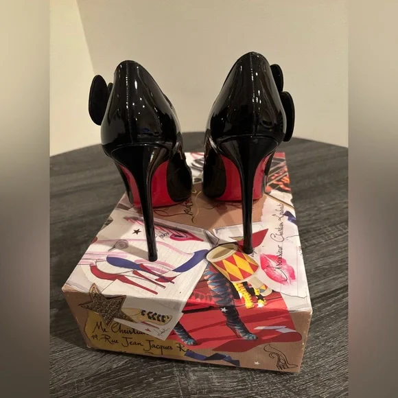 Christian Louboutin 20th Anniversary Pensee Black Patent Leather & Suede Heels - Picture 5 of 16